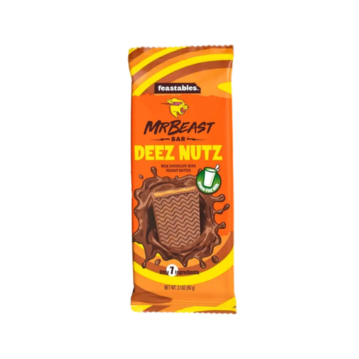 [1230000168021] Mr Beast Feastables Chocolate Bar Deez Nutz 10 x 60g