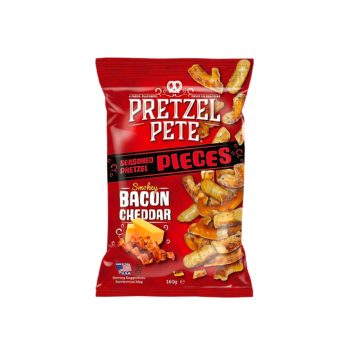 [739748027634] Pretzel Pete Pieces Smokey Bacon Cheddar 8 x 160g