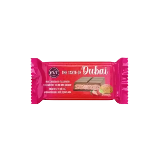 Elit Dubai Milk Chocolate Strawberry Cream & Kadayif 12 x 90g