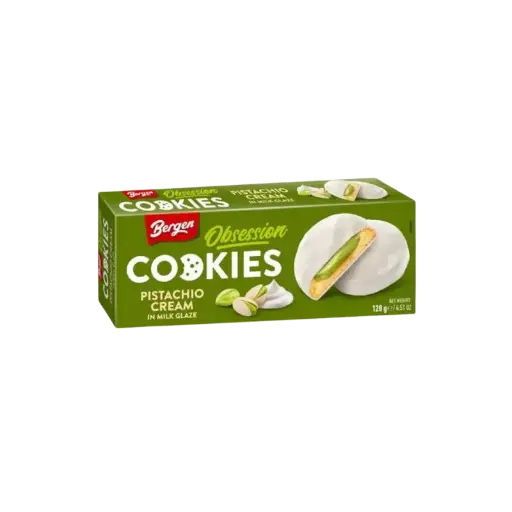 [5902379015638] Bergen Pistachio Cream Milk Glaze Cookie 18 x 128g