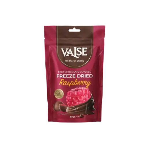 [8682655019099] Valse Freeze Dried Raspberry & Milk Chocolate 12 x 80